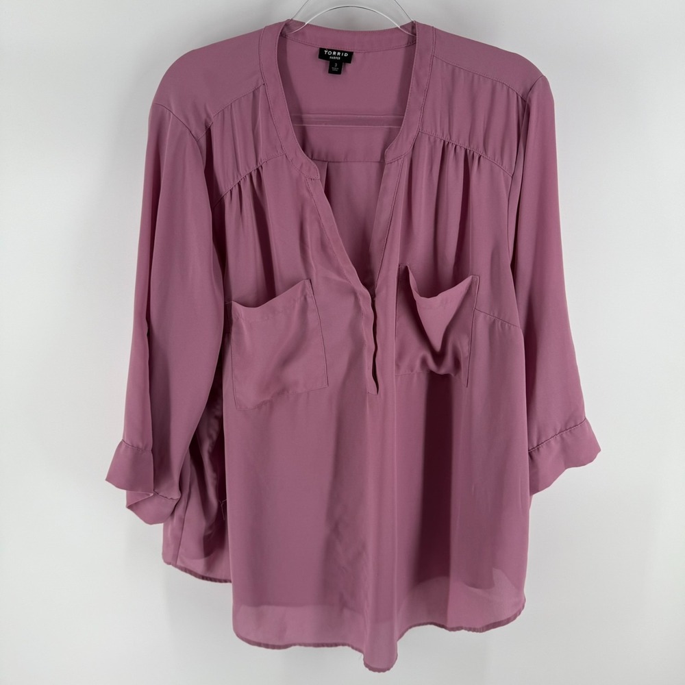 Torrid Dusty Rose Pink V-Neck Blouse